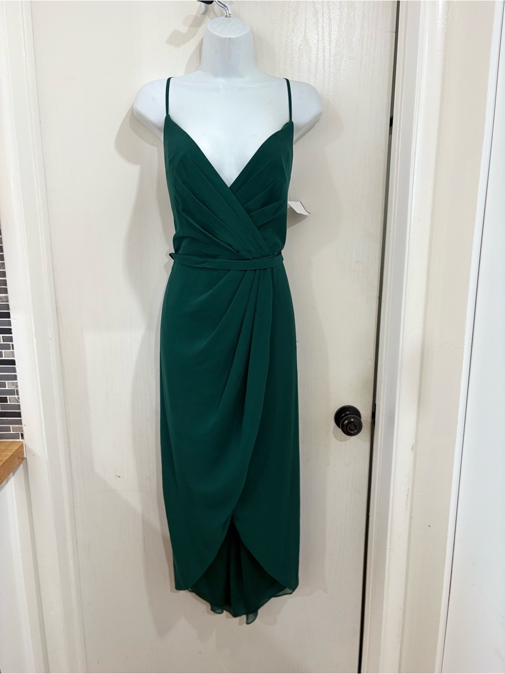 Spaghetti Strap Emerald Green High-Low Dress
